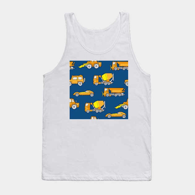 Vehicles orange on classic blue Tank Top by kobyakov